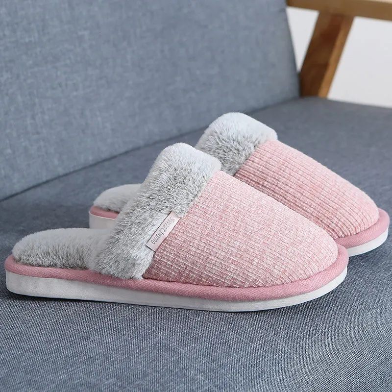 

Winter Women Short Plush Home Cotton Shoe Female Warm House Slippers Ladies Non-Slip Thick Bottom Indoor Bedroom Women's Flats