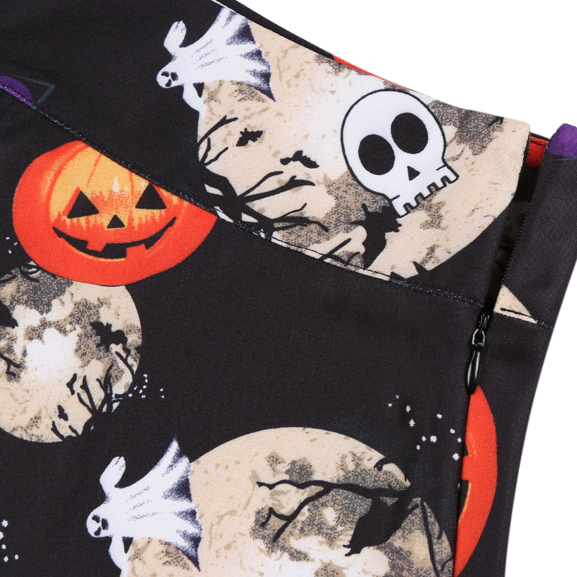 Женская юбка в стиле Хепберн винтажная с принтом тыквы черепа пышная ретро 50-х