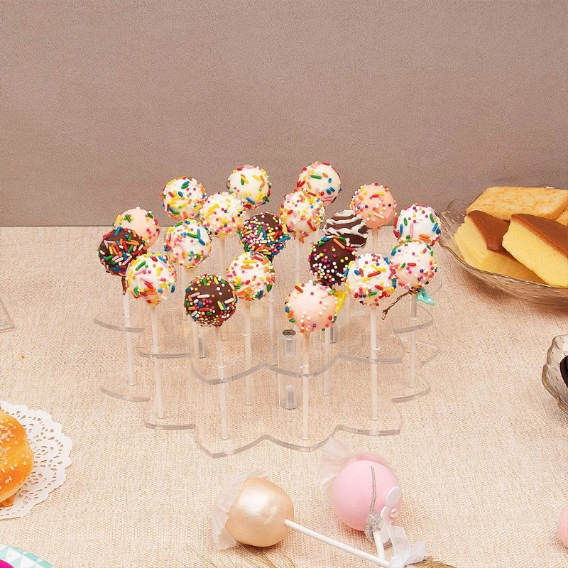 

19 Holes Transparent Flower Shaped Acrylic Lollipop Holder Stand Candy Clear Display Rack Wedding Birthday Party Decor