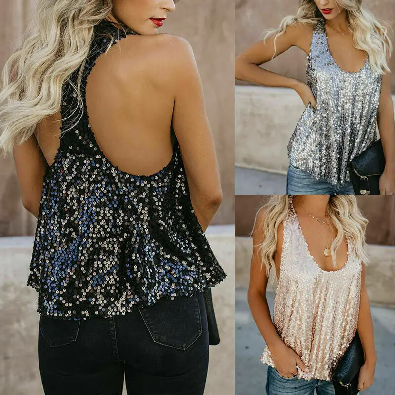 Хит лета 2020 модные женские майки с блестками повседневный жилет майка рубашка