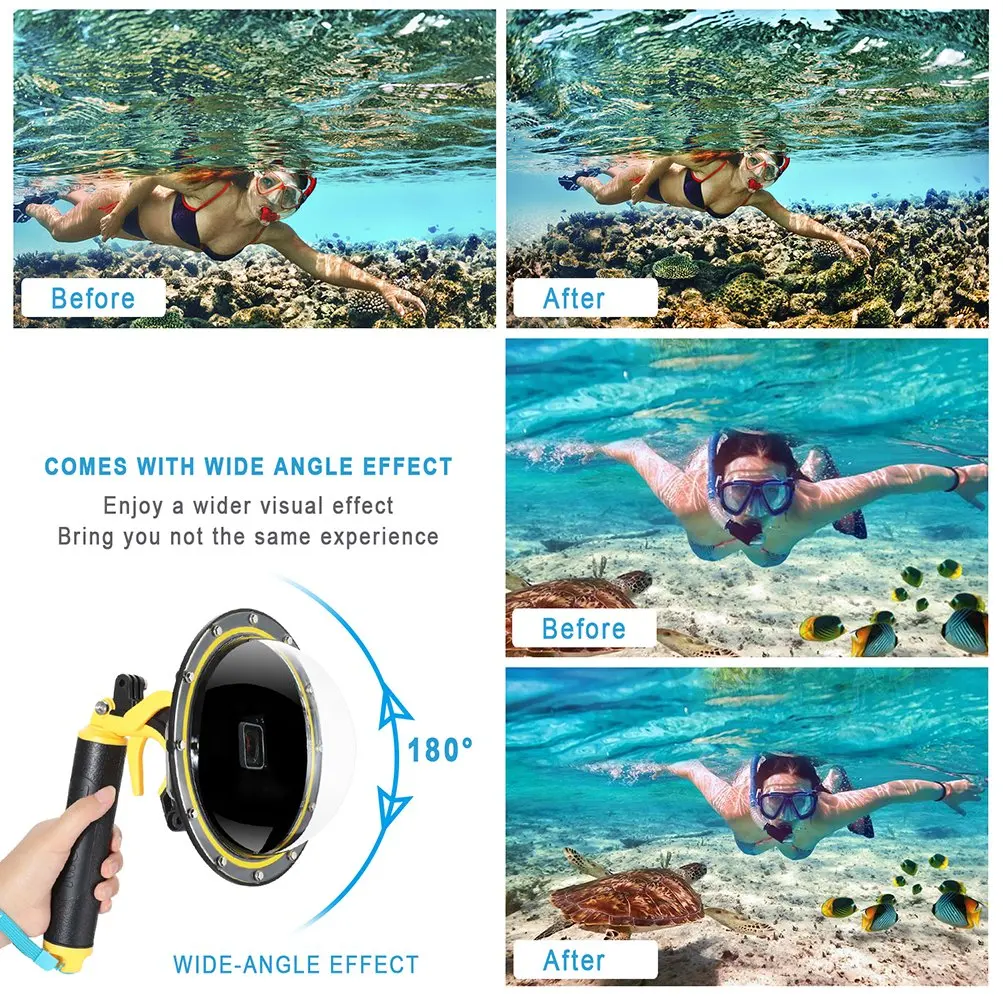 TELESIN 6 ''купол порт 30 м водонепроницаемый чехол Корпус для GoPro Hero 5 Black 7 триггер