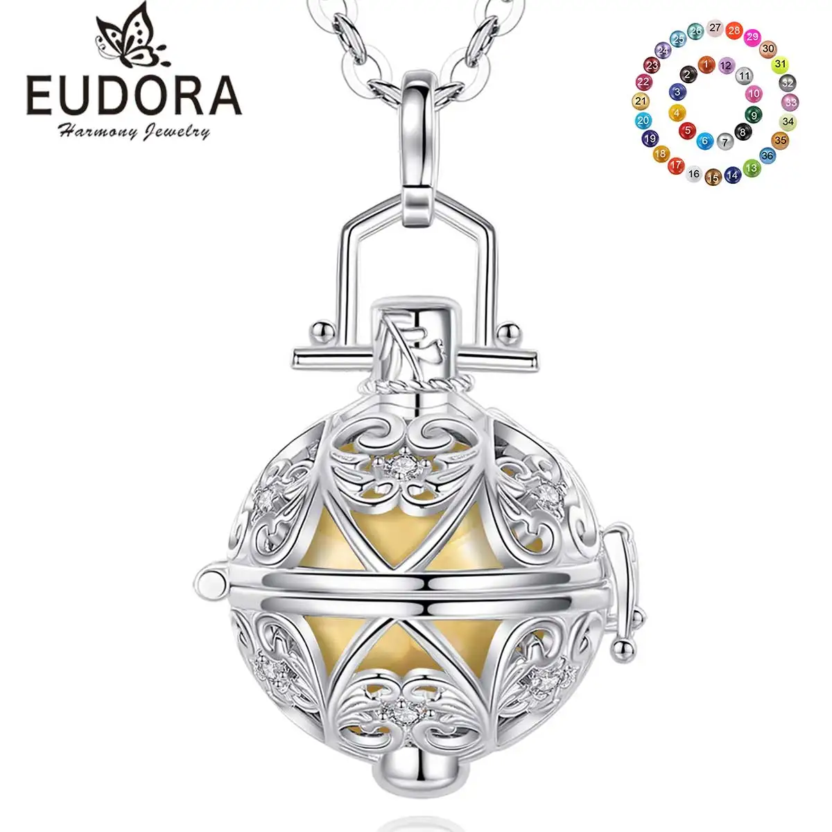 

Eudora 18mm Crystal Cage Harmony Ball Pendant Necklace Fashion Jewelry Gifts For Pregnant Women K435N18