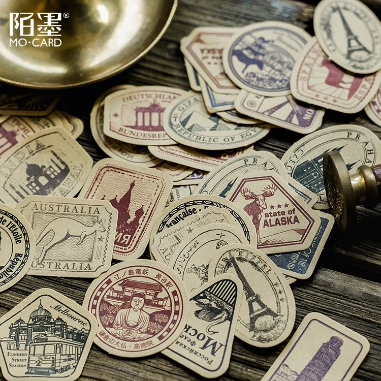 Old Time Trip Sealing Sticker Envelope Creative 46 Pcs/lot Material Shape Hand Book Item Decorative Boxed Brand Name Age Size | Канцтовары