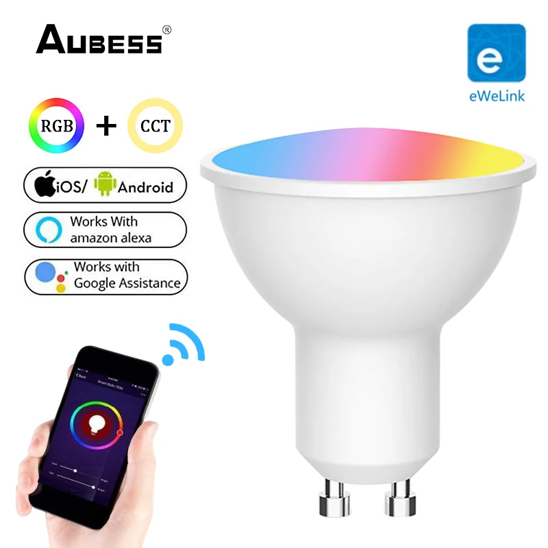 

EWeLink GU10 WiFi Smart Light LED Bulbs RGB+CCT 4W Dimmable Lamps DIY APP Remote Contro Work With Alexa Google Home