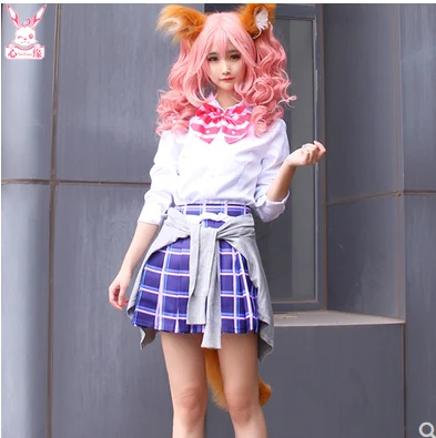 Костюм для косплея аниме Tamamo no Mae cos Fate man woman рубашка + свитер юбка галстук - купить