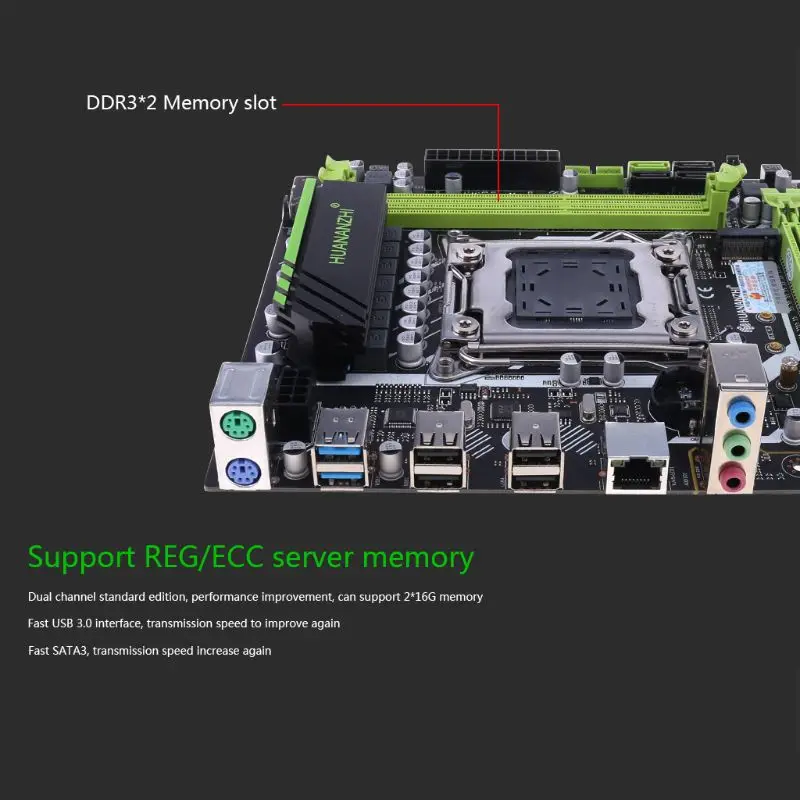 

Huananzhi X79 Motherboard LGA 2011 USB3.0 SATA3 Support REG ECC Memory and Xeon E5 Processor R9JA