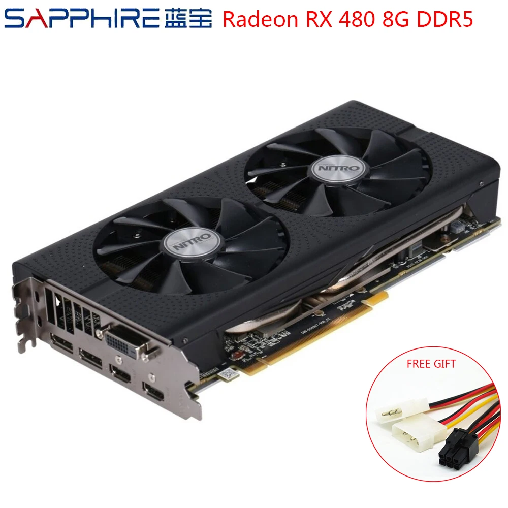 SAPPHIRE Radeon RX 480 видеокарты AMD игровой пк видеокарта GPU RX480 256 бит 8 ГБ GDDR5 игровые