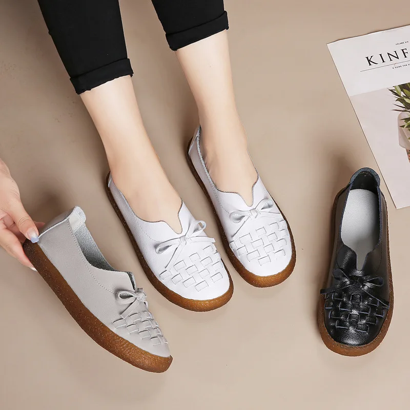 Туфли DONGNANFENG женские из натуральной кожи лоферы без застежки мягкие дышащие