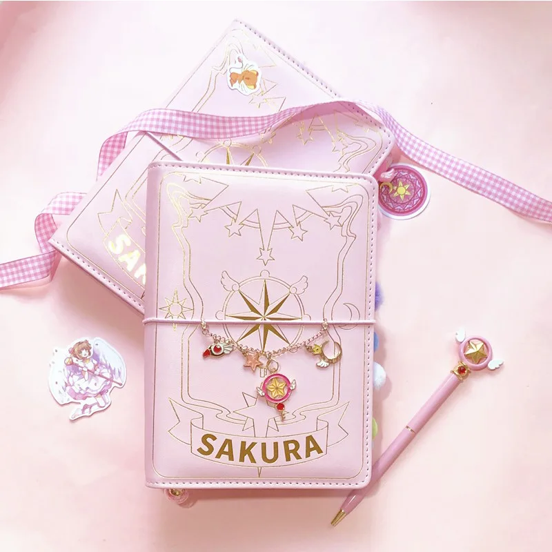 

NEW lovely Cartoon Anime Card Captor Sakura notebook set Stickers pen Model Toys Ornament for Desktop Girl Gift