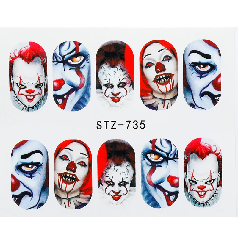 RWTT Хэллоуин наклейки для ногтей сексуальный Череп Кость переводные пленка