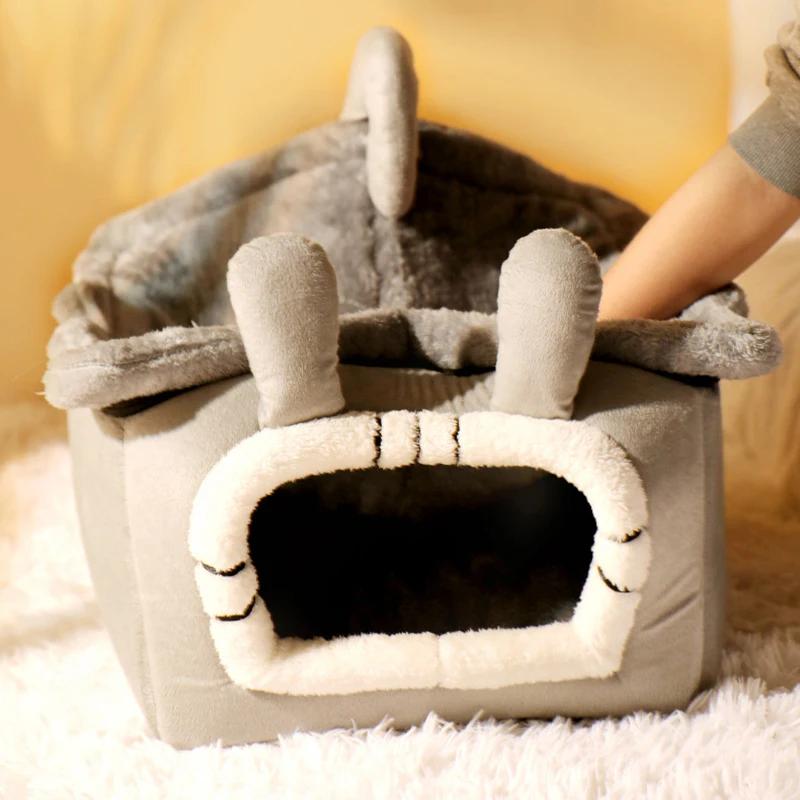 

New Deep sleep comfort in winter cat dog animal bed little mat basket for cats house products pets tent cozy cave beds Indoor