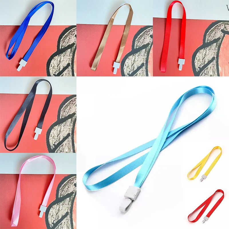 

1pcs Strap Horizontal Whole Button Multi-Colour Vintage Stationery Badge Cord Rope String Keychain ID Card Buckle Clip Lanyard