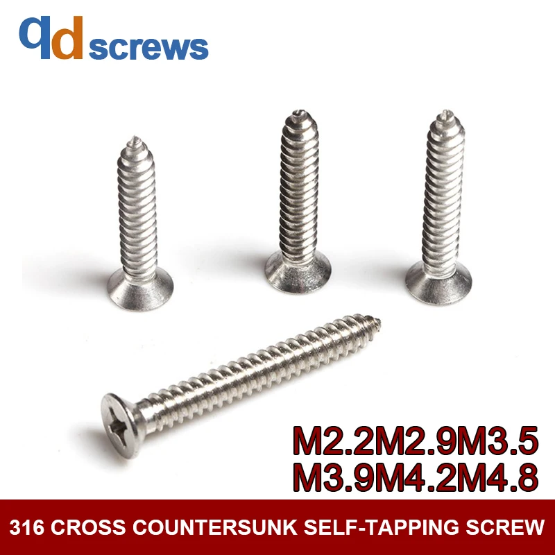 

316 M2.2M2.9M3.5M3.9M4.2M4.8 cross countersunk self-tapping Phillip flat Stainless steel screw GB846 DIN7982 ISO 7050