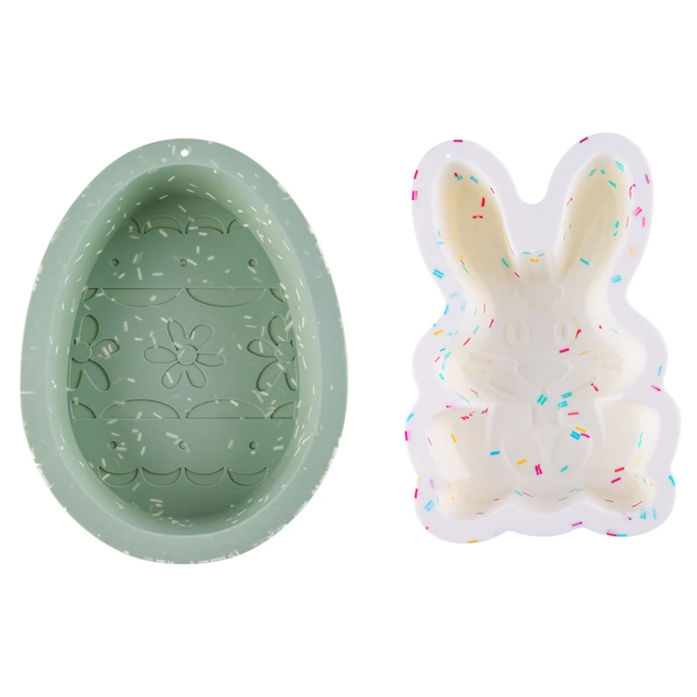 

Bunny Shape Easter Eggs Silicone Mold 3D Easter Bunny Mold Fondant Cake Baking Mould For DIY Cake Soap Pastry Chocolate Mold