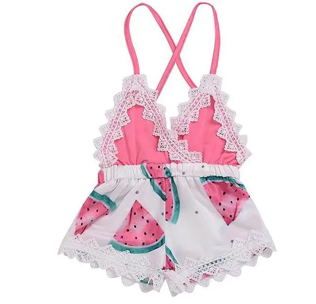Платье для девочек боди маленьких с принтом арбуза комбинезон на бретельках