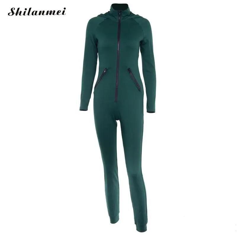 Осень 2019 комбинезон для тренировок женский слитный зеленый спортивный похудения