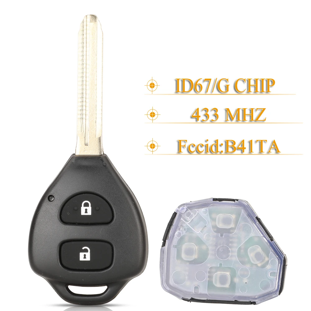 

jingyuqin 2 BTN Smart Remote Car Key Fob 433Mhz ID67/ G Chip B41TA For Toyota Prius 2 Hilux Etios Vios Yaris Innova Sw4 Camry