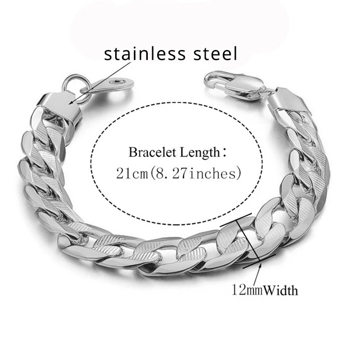 Steel Color 247 Мужская Золотая цепочка, мужской браслет, кубинские звенья, цепь из нержавеющей стали и звенья, браслеты для мужчин, новинка, ювелирное изделие золотого цвета - Окраска металла: Steel Color 247