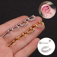 metal geometric rhinestones earring 1pc piercing earrings cartilage womens jewelry stainless steel punk cool female