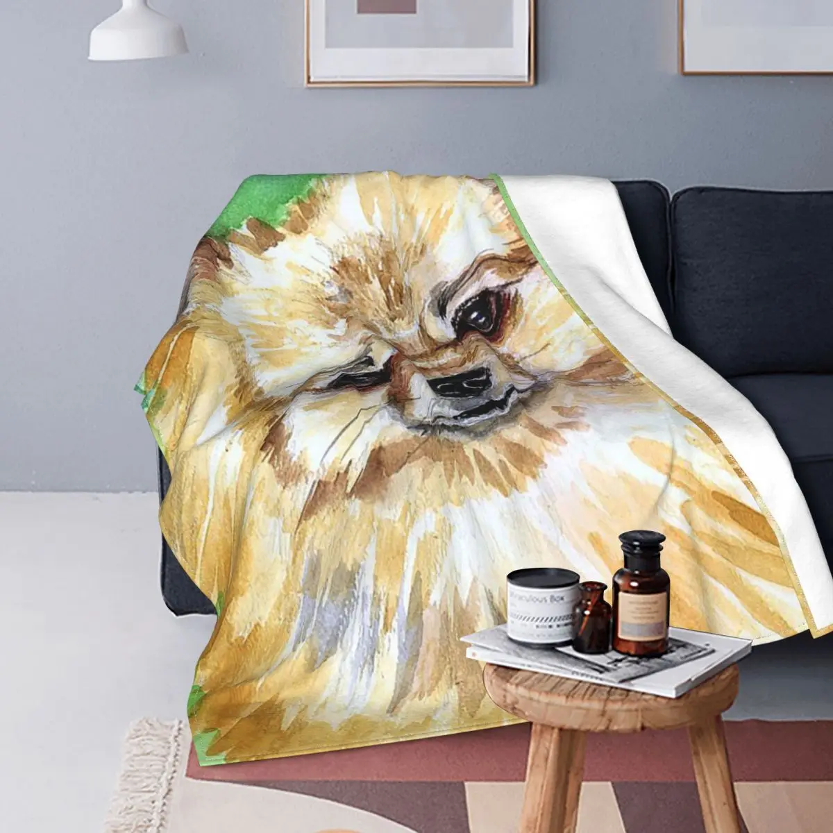 

Pomeranian Dog Blankets Coral Fleece Plush All Season Cute Animal Multifunction Super Soft Throw Blankets for Sofa Couch Quilt