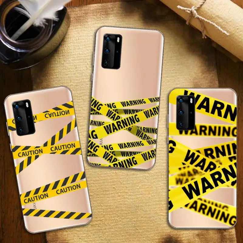 

yellow warning Cordon pattern Phone Case Transparent for Huawei honor nova c x 7 8 3 4 9 65g se v t play pro lite