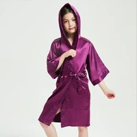 autumn childrens nightgown robes simulation silk hooded girls solid bathrobes children home clothes girls nightwear clothing