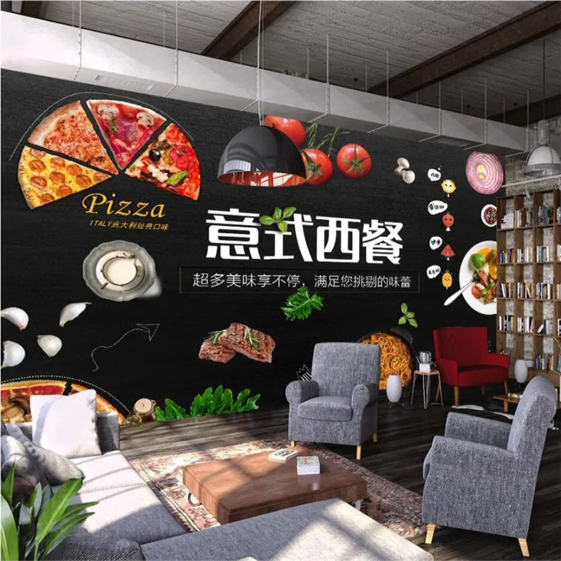 Итальянский западный ресторан промышленный декор черная деревянная доска фон
