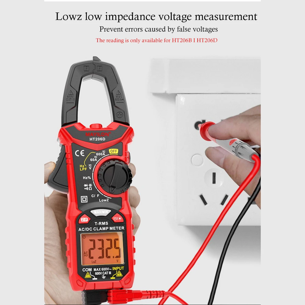 

Цифровые токоизмерительные клещи Автоматический диапазон True RMS Высокая точность цифровой мультиметр тестер бытовой мультиметр T206A, HT206B, ...