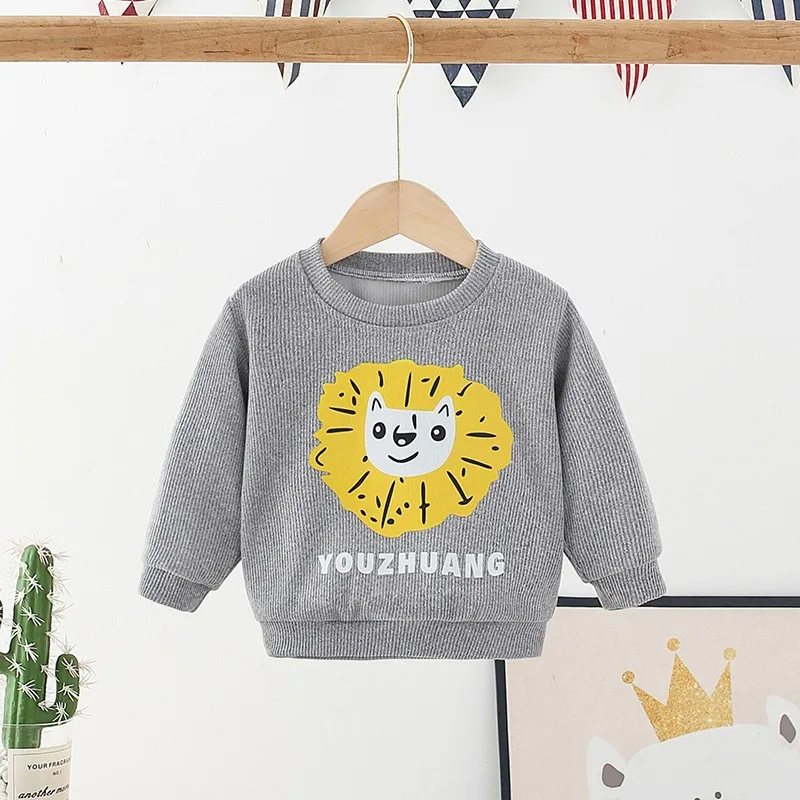 

Хлопковая Детская толстовка с длинным рукавом, милые топы для маленьких мальчиков с Львом, детская одежда на осень и весну, свитер для мален...