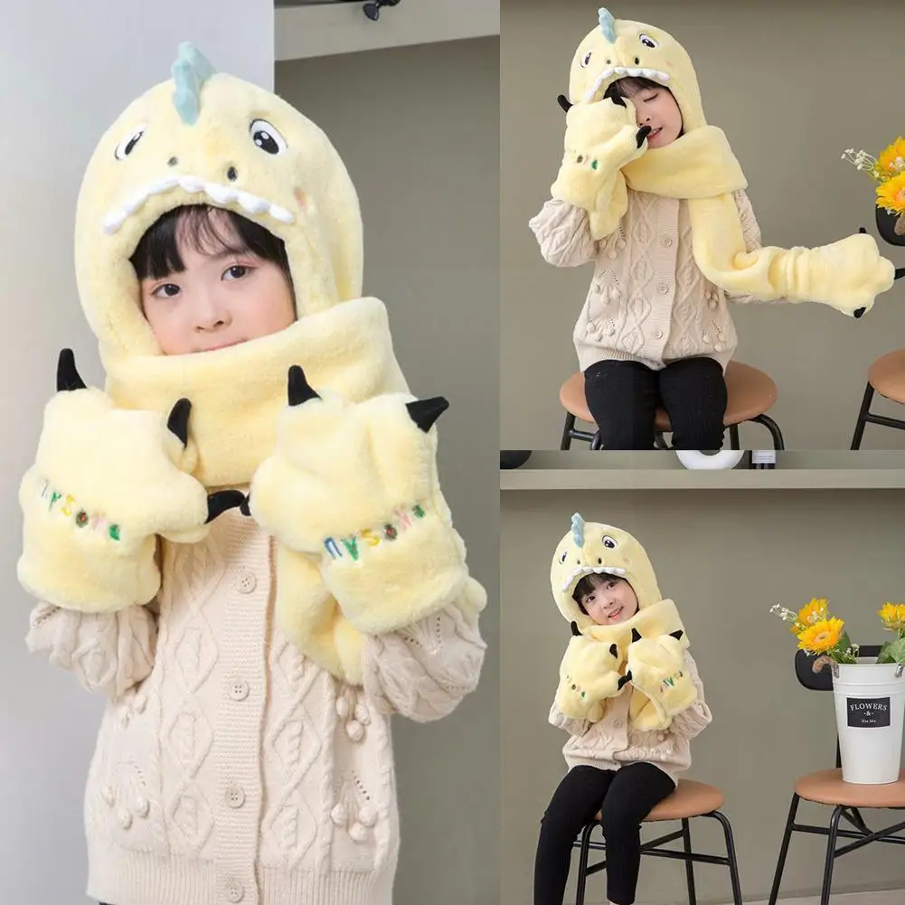 

Cute Dinosaur Kids Scarf Hat Winter Autumn Soft Warm Cap For Boys Girls Children Ear Protection Hat Scarf Gloves Neckwear C Q7K6