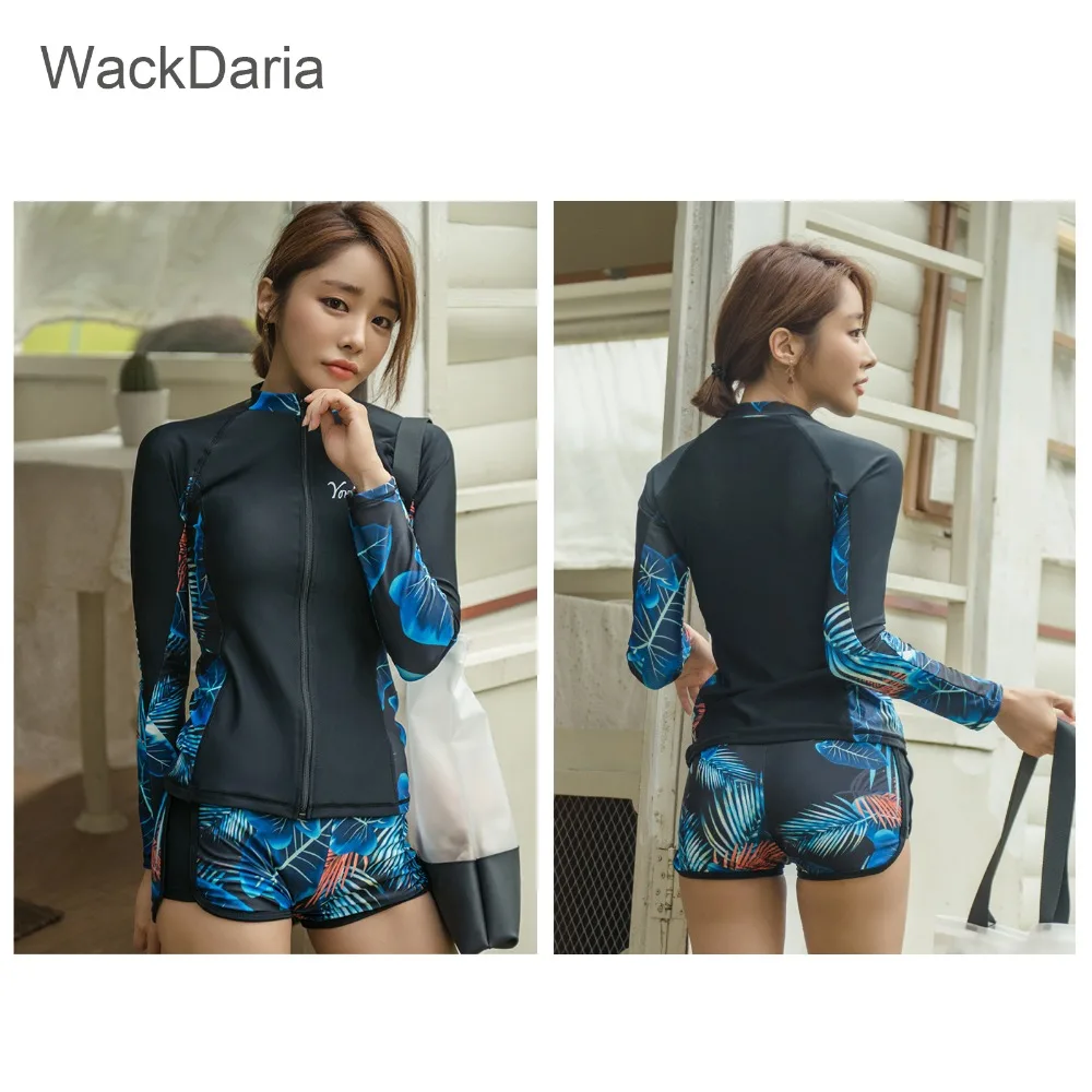 WackDaria, сексуальный Рашгард, женский купальник, купальник, женский, с длинным рукавом, из двух частей/трех частей, с буквенным принтом, длинные штаны, maillot de bia