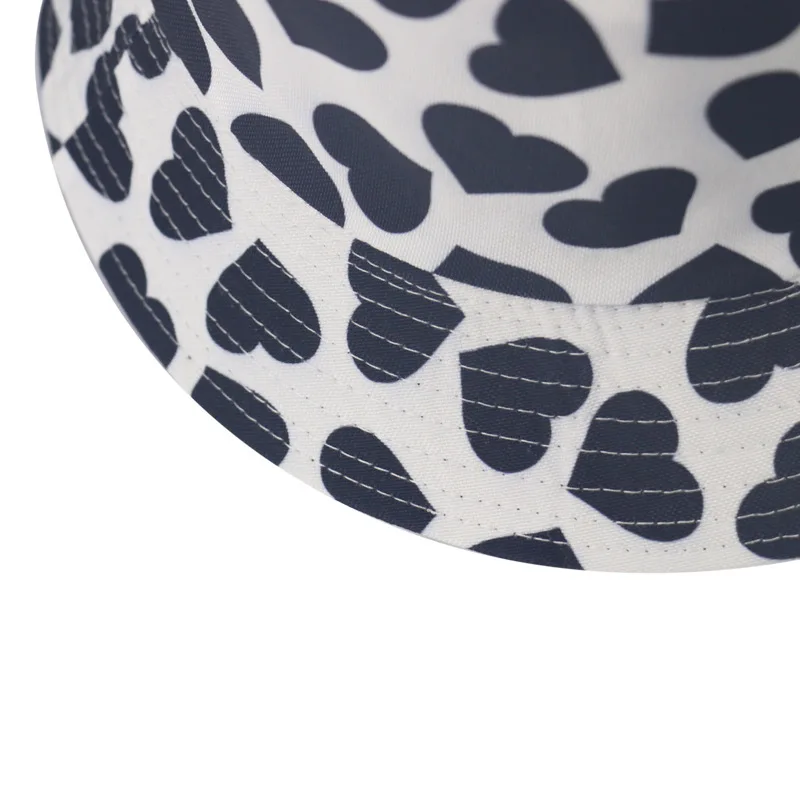 Панама Двусторонняя женская с рисунком сердец модная шапки для рыбаков летняя