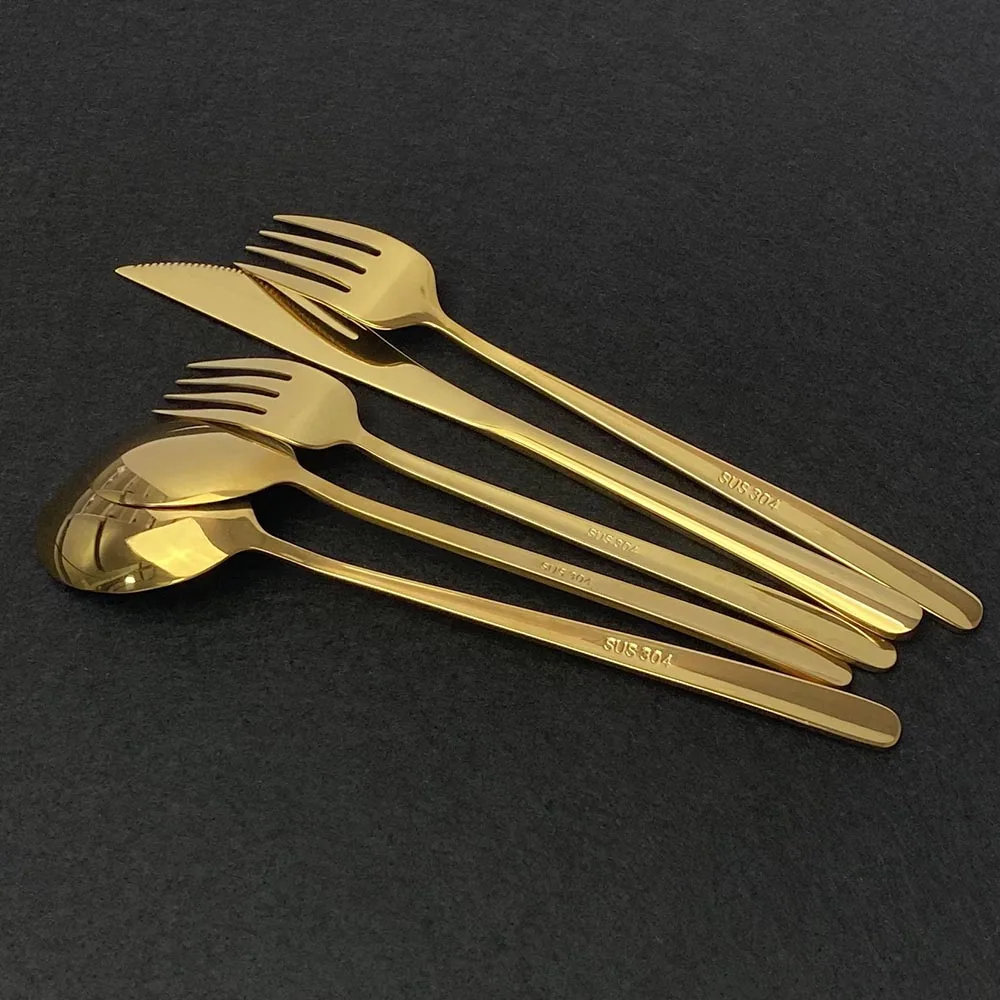 Набор столовых приборов из нержавеющей стали комплект 24 розового золота нож