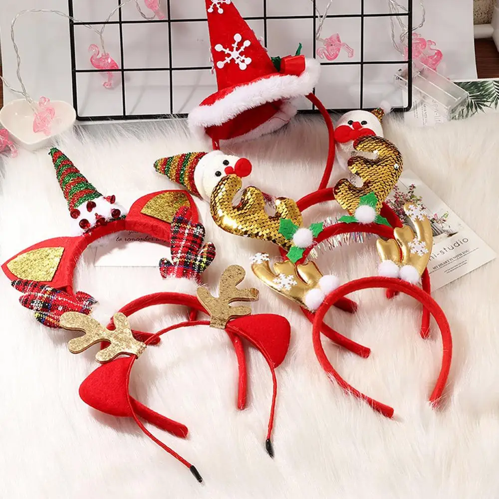 

1pcs Christmas Headband Hair Accessories Deer Ears For Kids Adult Christmas Party Deals Santa Xmas Hair Band Clasp Headwear