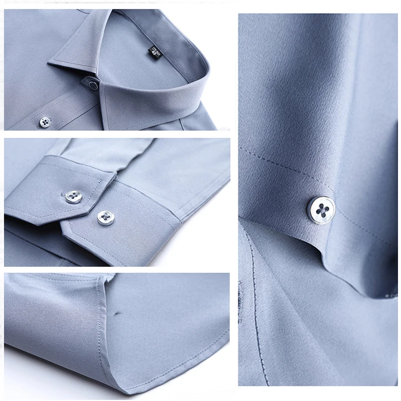 Рубашка мужская стрейчевая с длинными рукавами деловая Нескользящая без складок