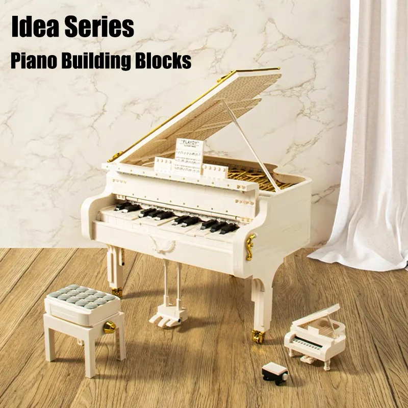 

Idea series Piano Building Block Brick White Piano Musical Instrument Modle Assemble Toys For Kid Birthday Gift Home Decoration