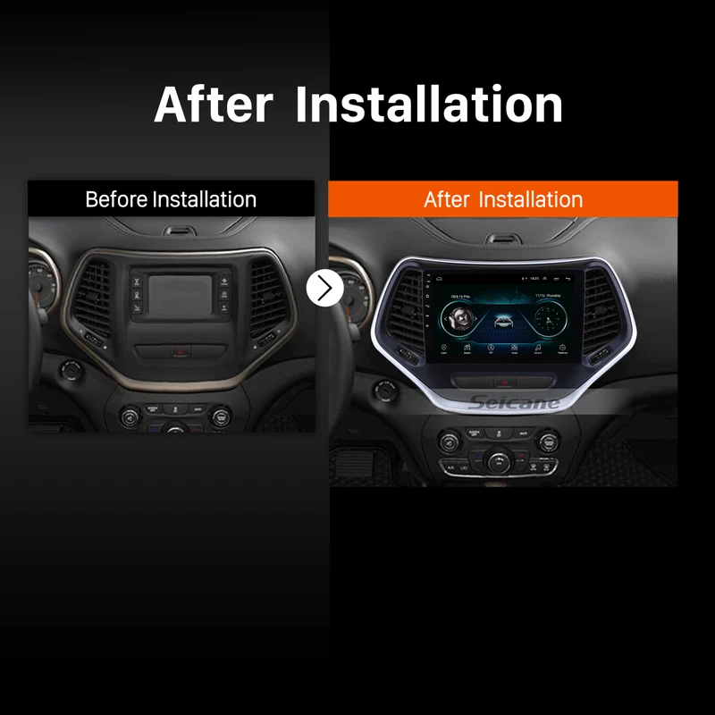 

Seicane 10.1" GPS 2 Din Touchscreen Android 9.1 Stereo Player Vehicle Radio For 2016 Jeep Grand Cherokee Head Unit Backup camera