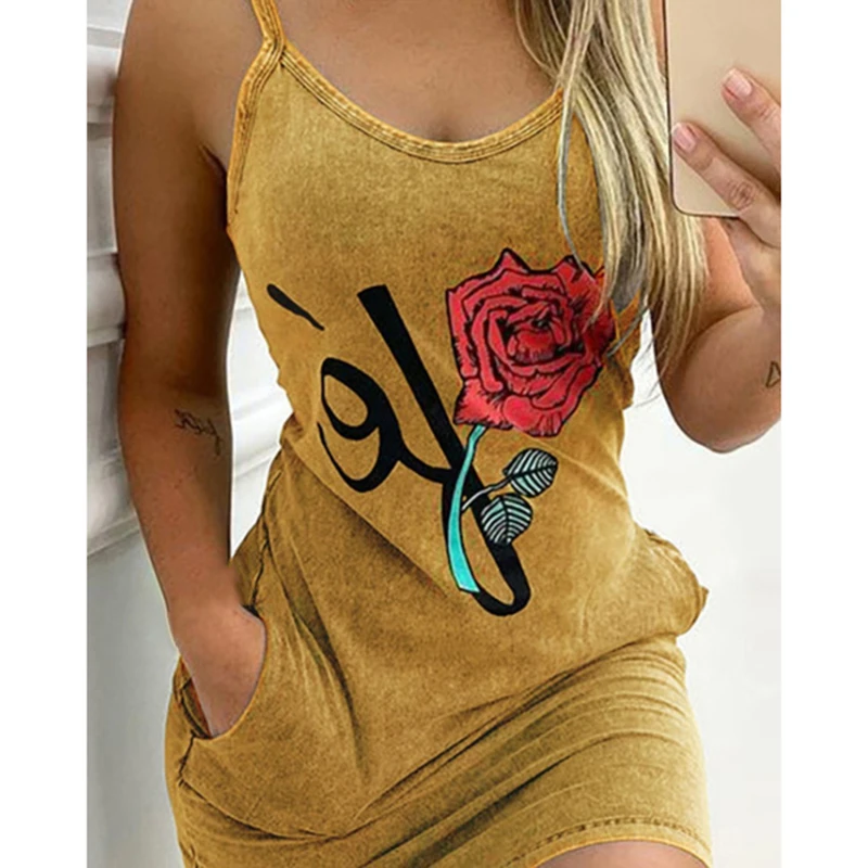 

Женское мини-платье на бретельках с цветочным принтом, вечернее праздничное платье с коротким рукавом в стиле бохо на лето, 2022