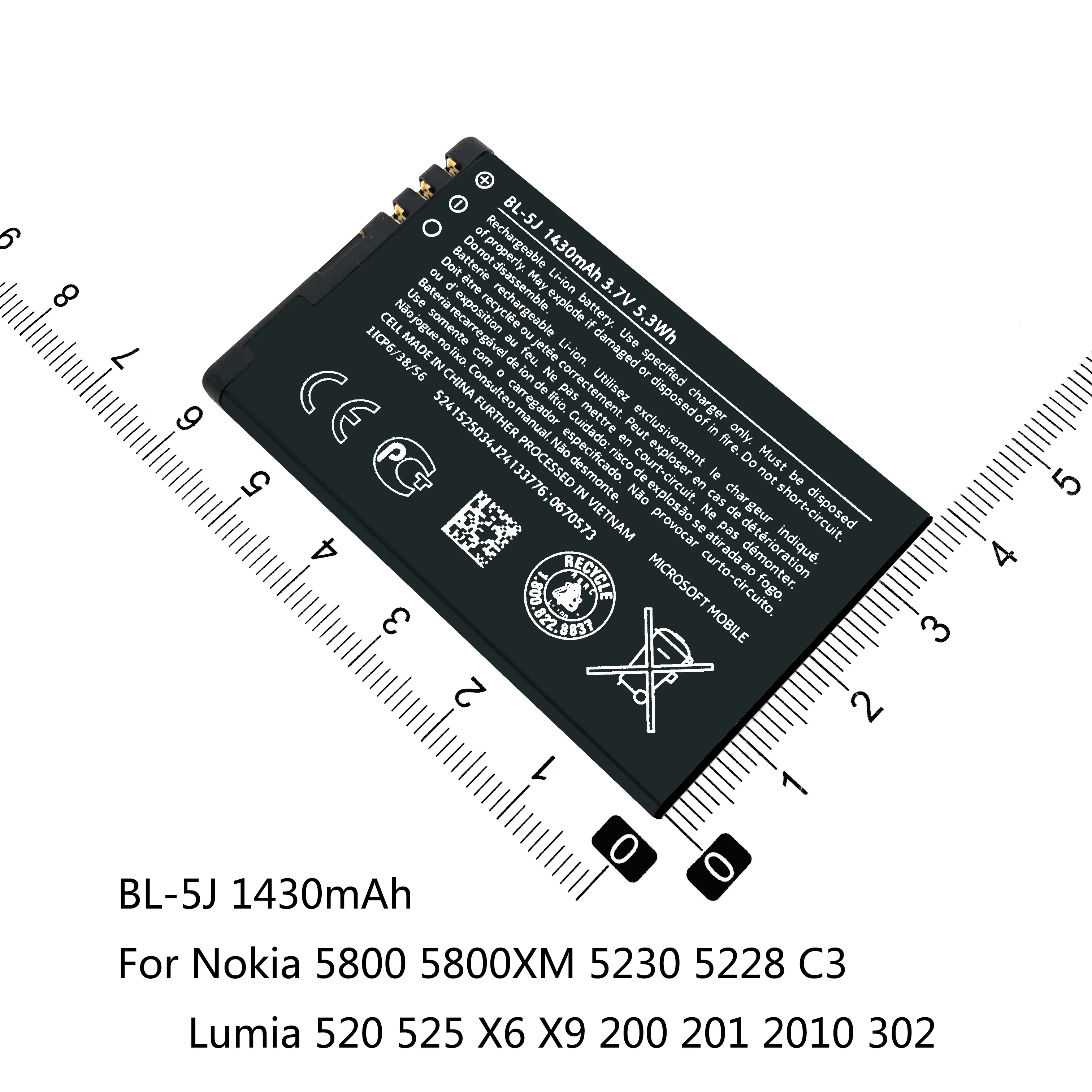 BL-4U BL-4J BL-5J для Батарея Nokia C6 620 C5-03 5250 5330 E75 5530 5730XM 6212 E66 5800 5230 5228 C3 520 525 X6 200 201 302 |