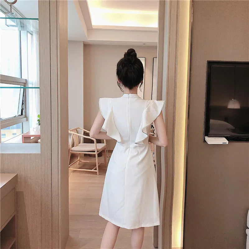 korean clothes summer style ruffles dresses for women white fashion brands ladies high quality bow a line dress new female free global shipping