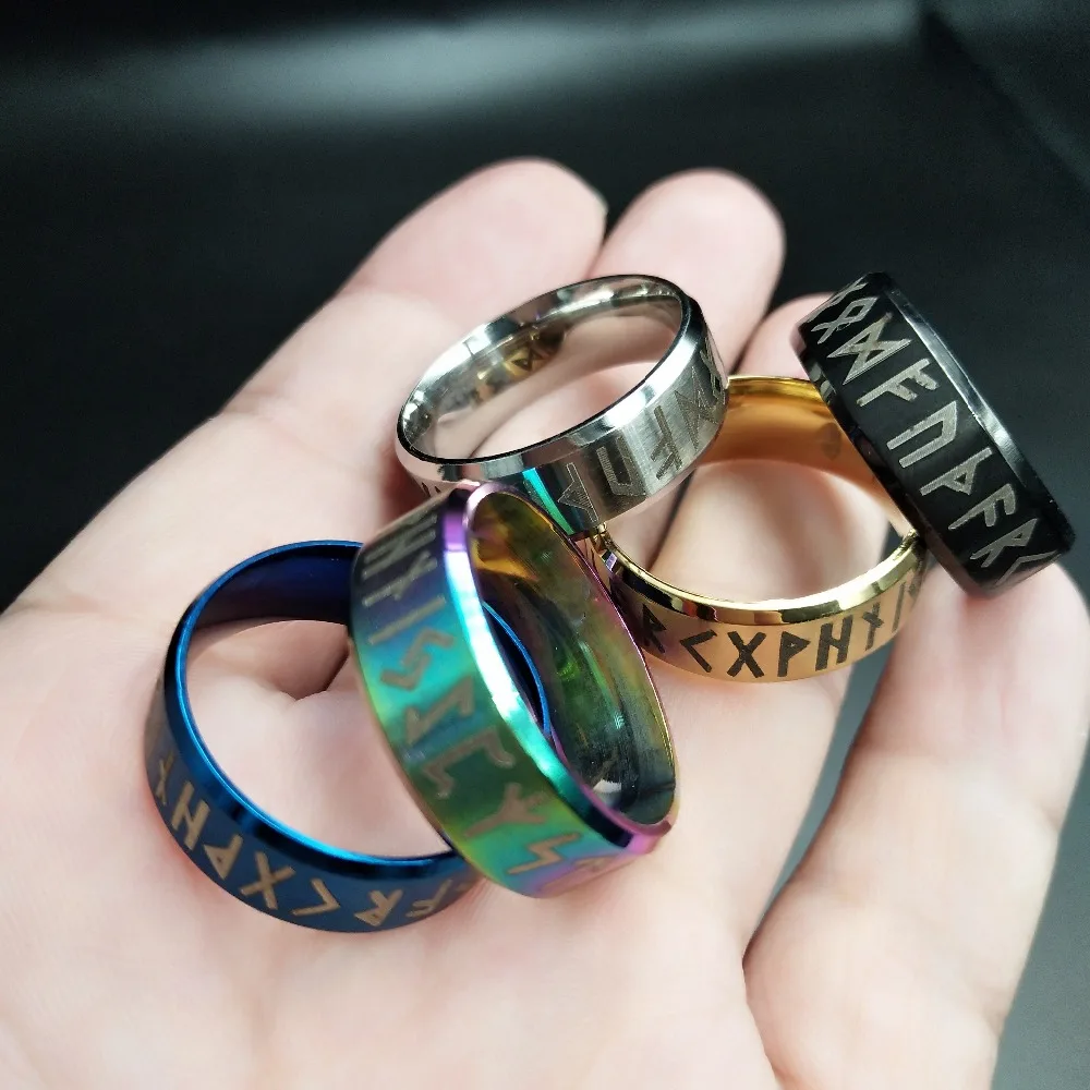 Мужской Amulet из нержавеющей стали 24 руны кольца для wo Men скандинавские ювелирные