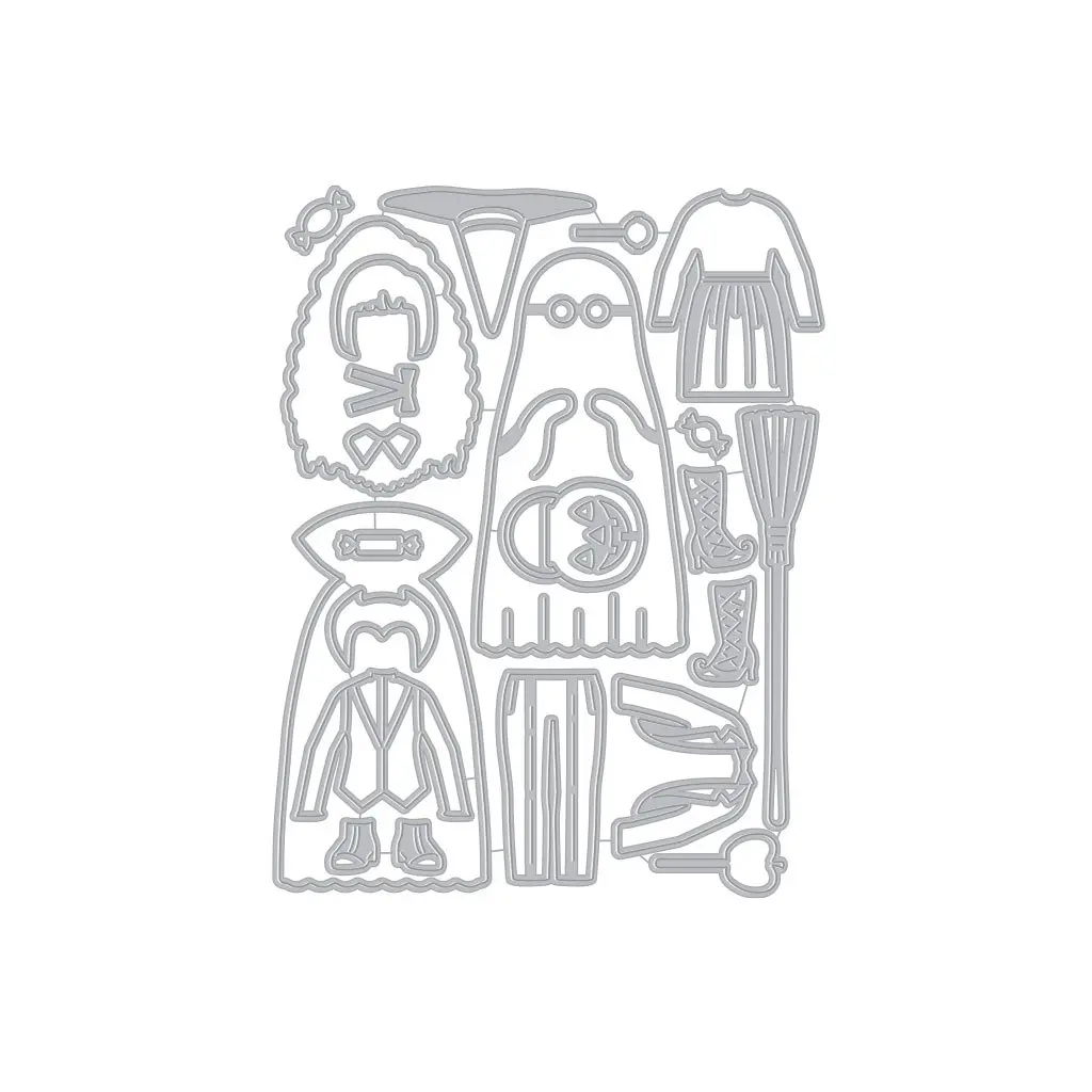 

Lifestyle Trick Or Treat Ghost Witch Hat Metal Cutting Dies and Silicone Stamps Stencil DIY Scrapbooking Paper Handmade Album