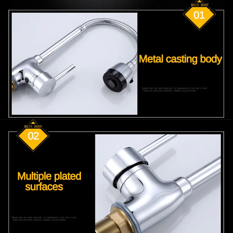 

Kitchen 360Degree Rotatable Pull Down Spray Mixer Tap Spout Single Handle Sink Basin Faucet Adjustable Solid Brass Deck Mounted