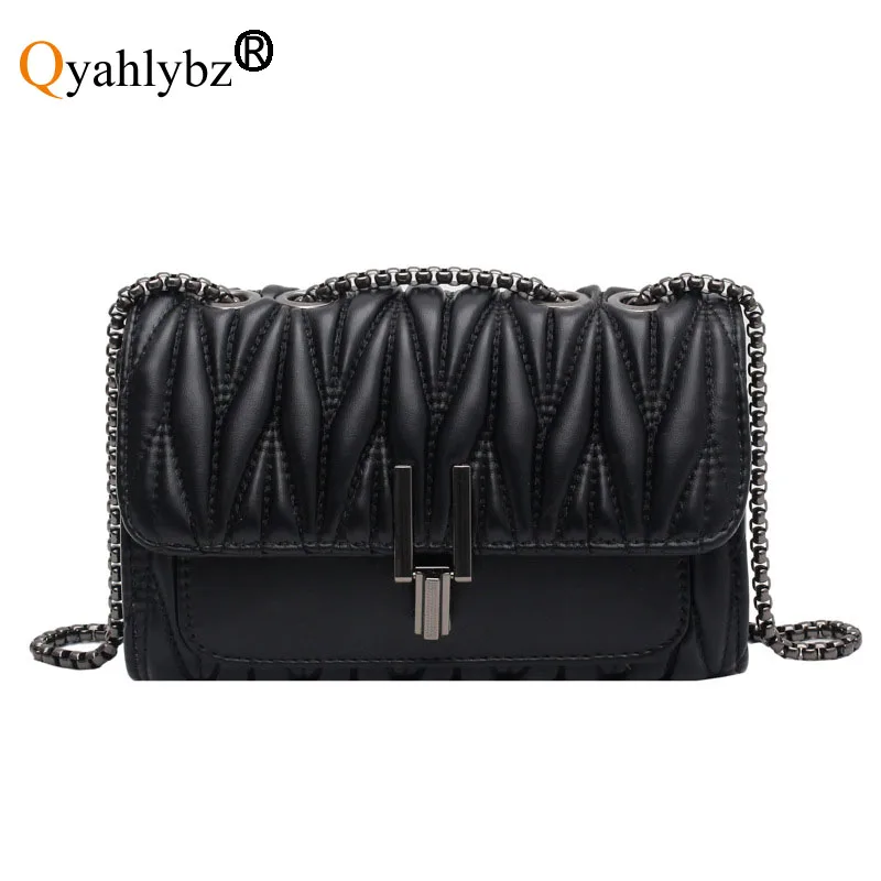 

Qyahlybz band female small chain black green shoulder bags pu leather summer crossbody bags handbags for women handbag cheap
