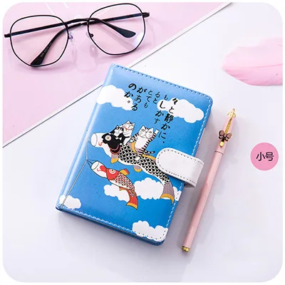 D Kawaii кожаный блокнот милый счастливый кот японская ручная книга ежедневник Filofax канцелярские принадлежности Школьные принадлежности подарок - Цвет: D