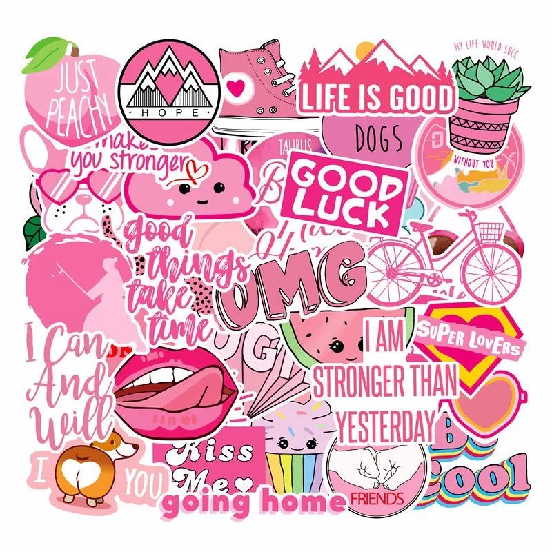 40 шт ПВХ водонепроницаемый девушки Kawaii розовый забавный стикер игрушки багажные