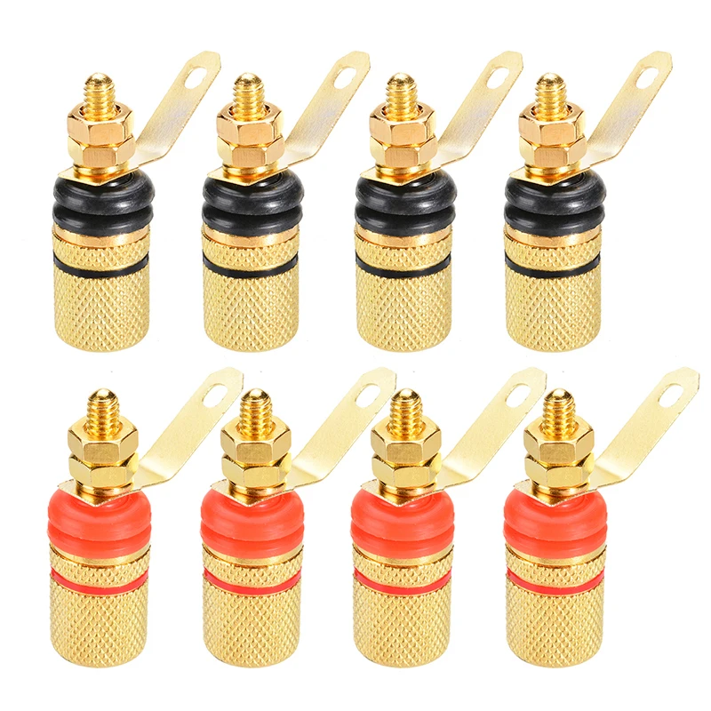 

8pcs/lot 4mm Banana Socket Gold Plated Binding Post Nut Banana Plug Jack Connector