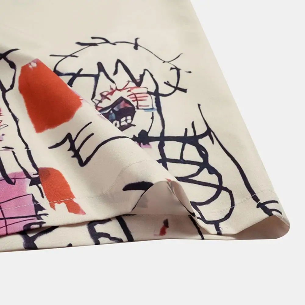 

Hawaiian Printing Mens Short Sleeve Shirts Summer Graffiti Shirts For Men Casual Slim-Fit Beach Blouse Tops Chemise Homme