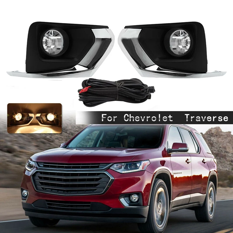 

Car Front Bumper Fog Light Driving Lamp + Wires Harness Kit L&R for Chevy Traverse 2018 2019 2020