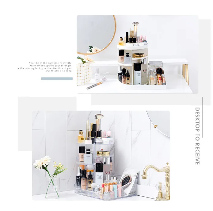 360 градусов вращающийся органайзер для косметики 3-х уровневый акриловый